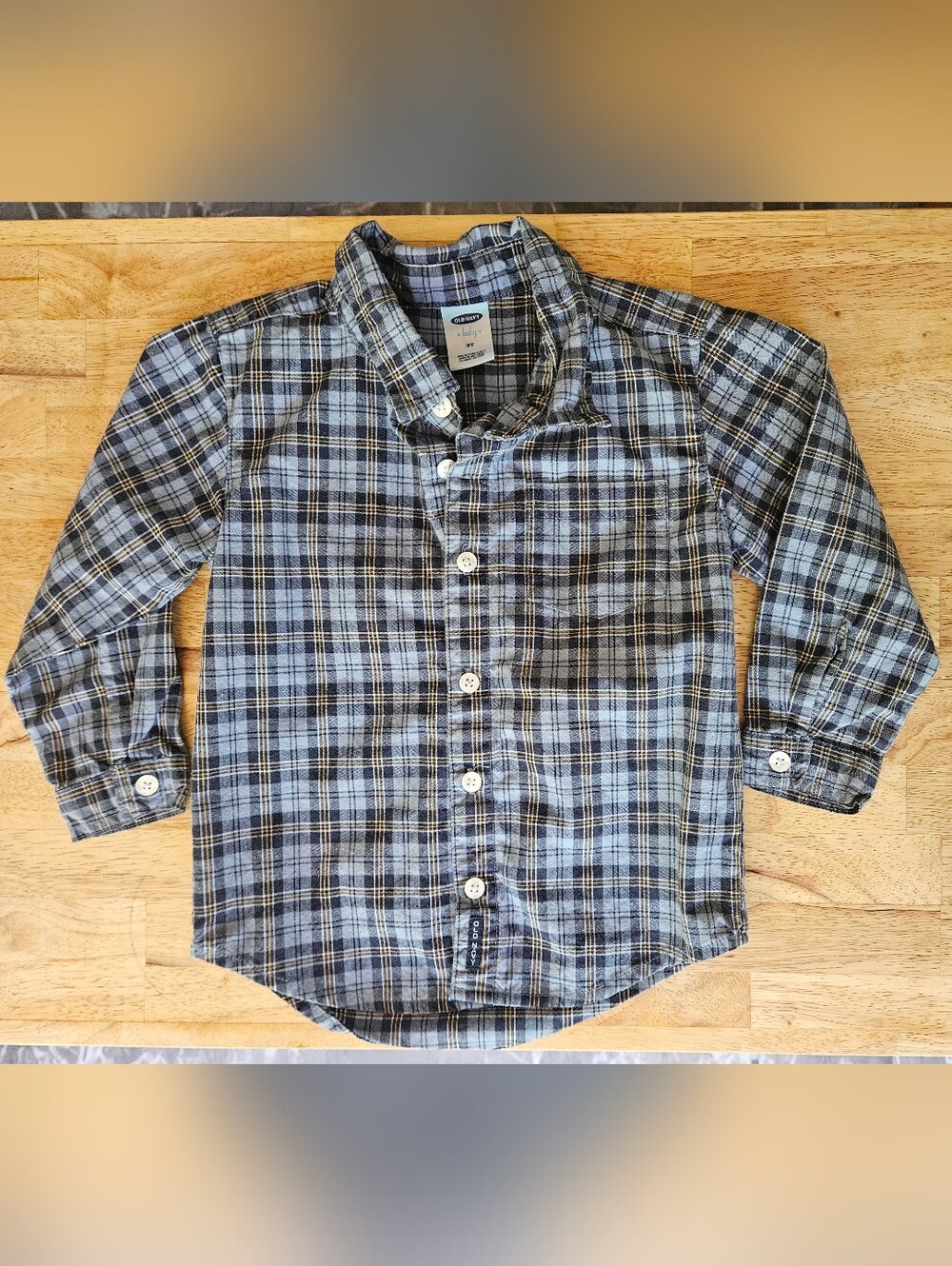 Vintage Old Navy Blue Plaid Button-Down Shirt